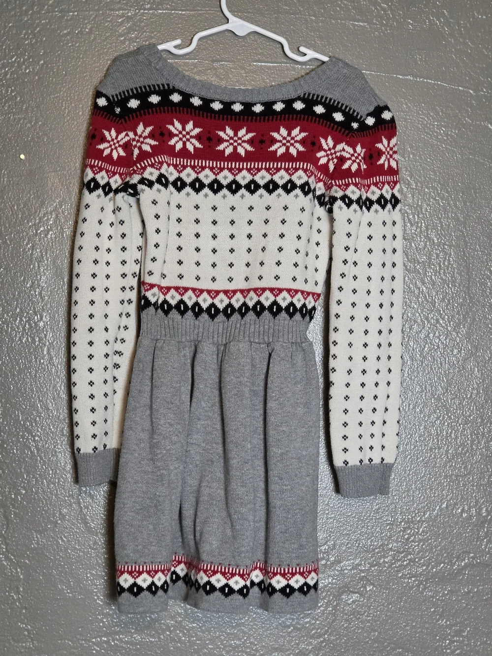 Gymboree Girls 8 Cozy Grey & Red Fair Isle Knit Holiday Sweater Dress